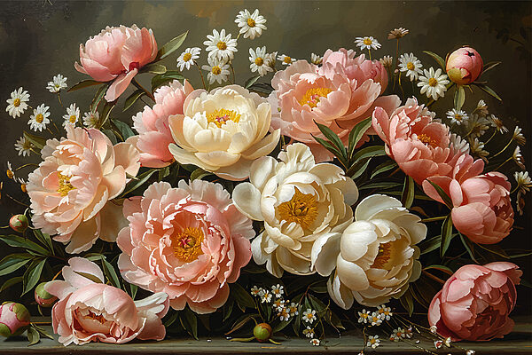 Boeket van roze en witte bloemen Boeket van roze en witte bloemen