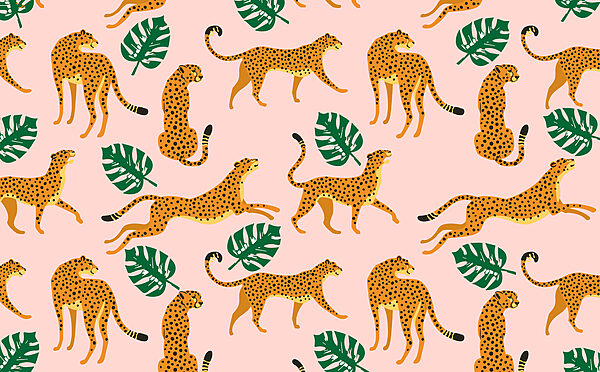 Patroon van cheeta's en bladeren Patroon van cheeta's en bladeren