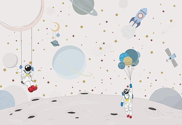 Cartoon of astronauts on the moon