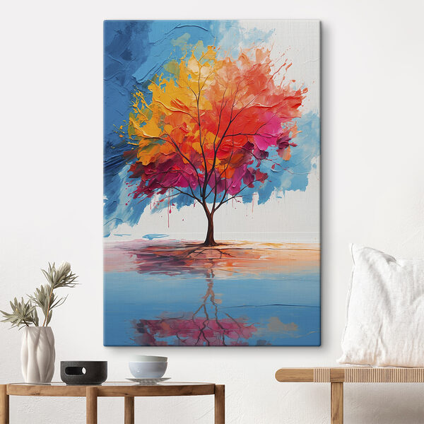 Schilderij van een kleurrijke boom Schilderij van een kleurrijke boom