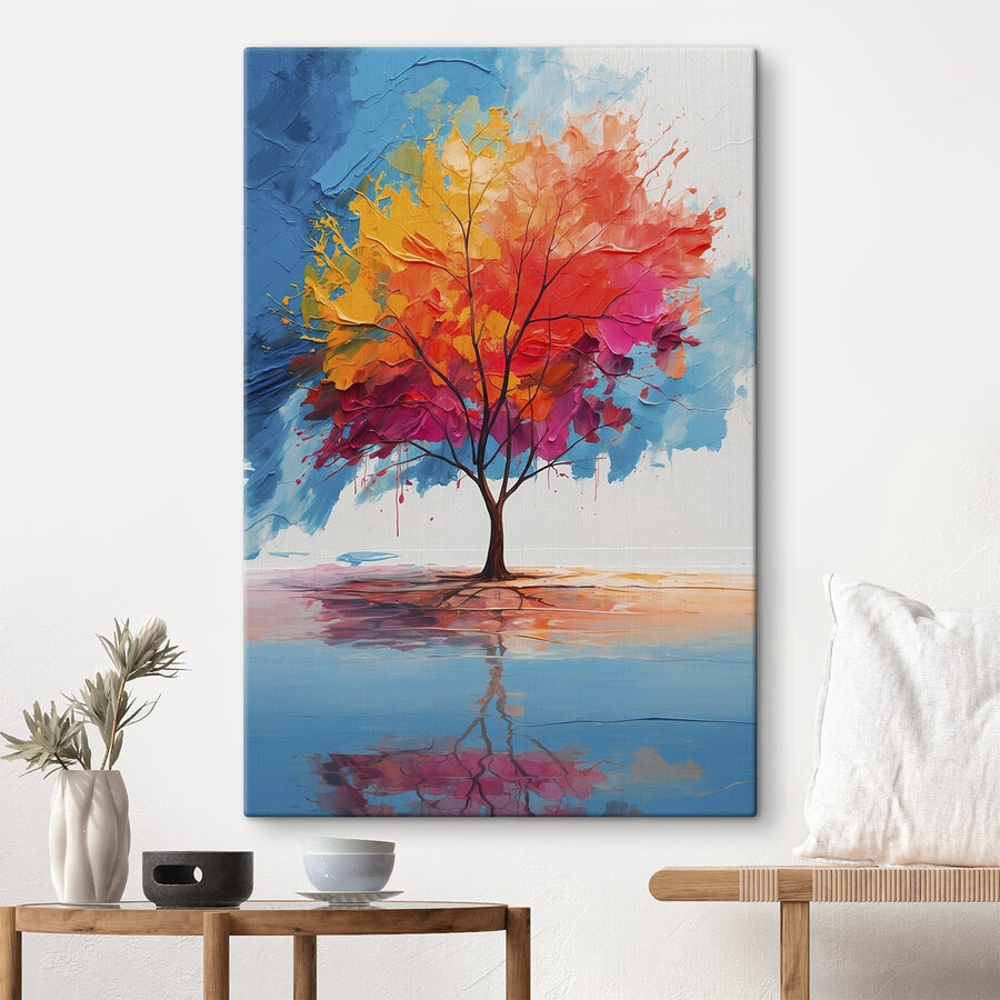 Schilderij van een kleurrijke boom Schilderij van een kleurrijke boom