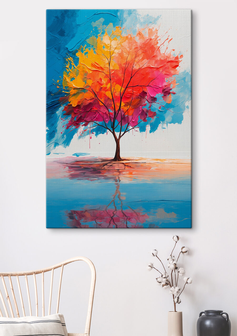 Schilderij van een kleurrijke boom Schilderij van een kleurrijke boom