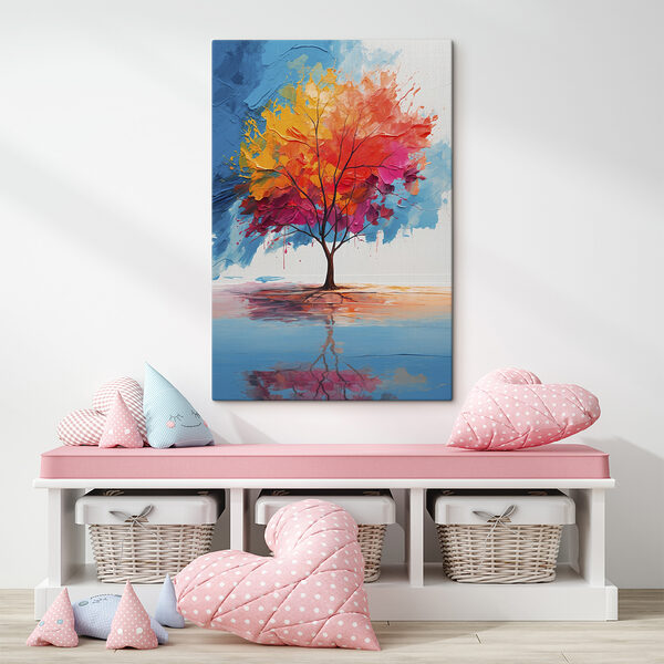 Schilderij van een kleurrijke boom Schilderij van een kleurrijke boom