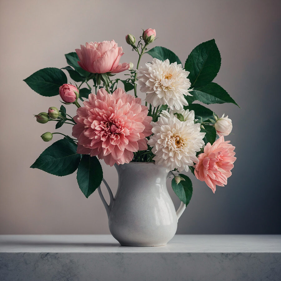 Vaas met bloemen op een tafel