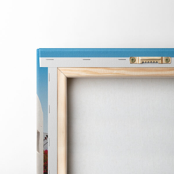 Witte gebouwen met een blauwe koepel en een blauw dak Witte gebouwen met een blauwe koepel en een blauw dak