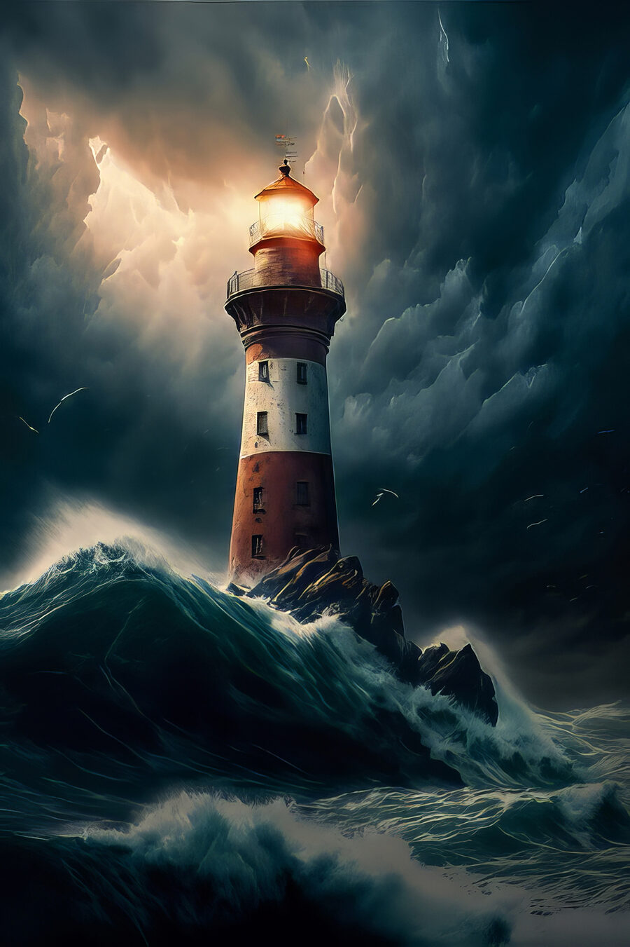 Vuurtoren in de oceaan