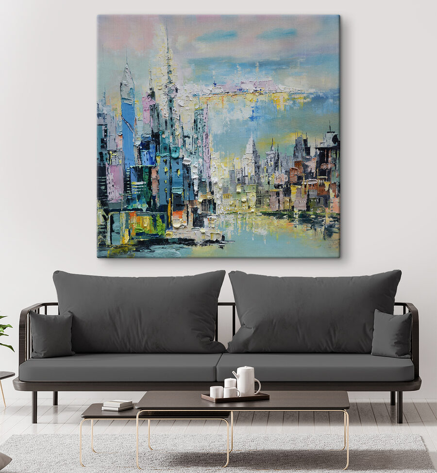 Schilderij van een stad