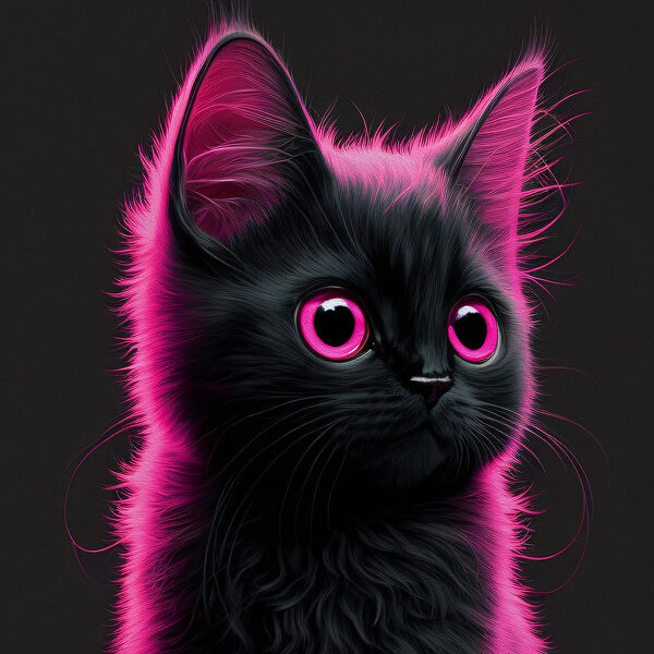 Zwarte kat met roze haar Zwarte kat met roze haar
