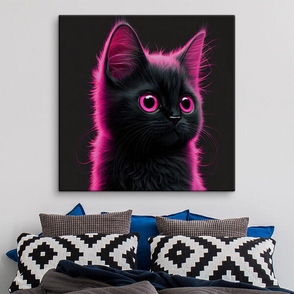 Zwarte kat met roze haar Zwarte kat met roze haar