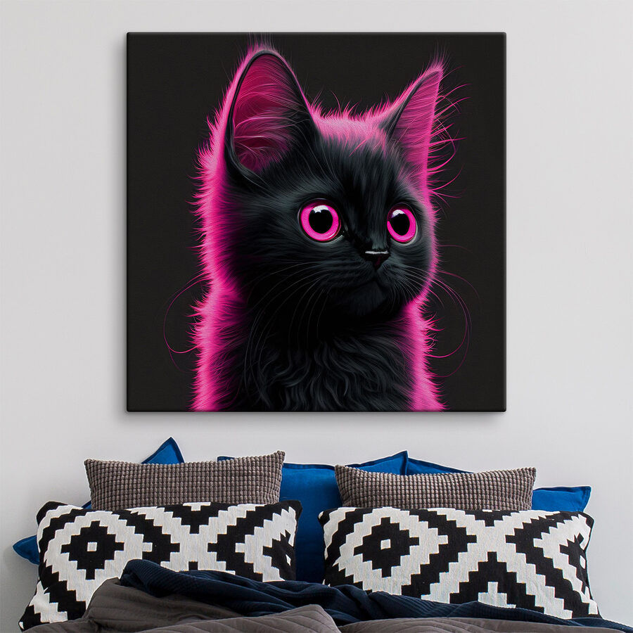 Zwarte kat met roze haar