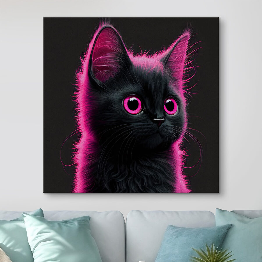 Zwarte kat met roze haar