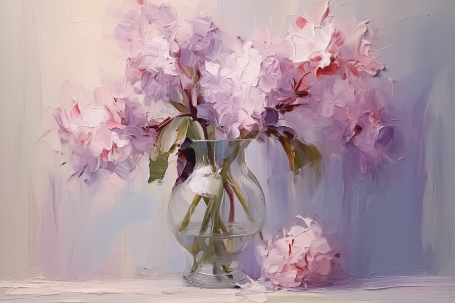 Schilderij van bloemen in een vaas Schilderij van bloemen in een vaas