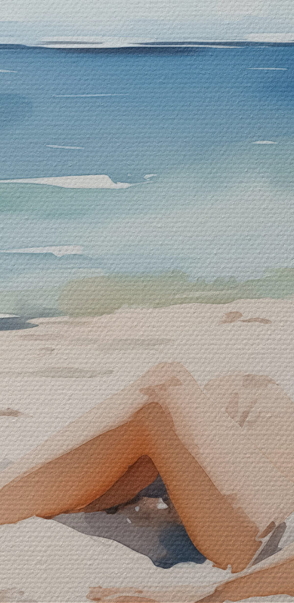 Vrouw zittend in een stoel op een strand Vrouw zittend in een stoel op een strand
