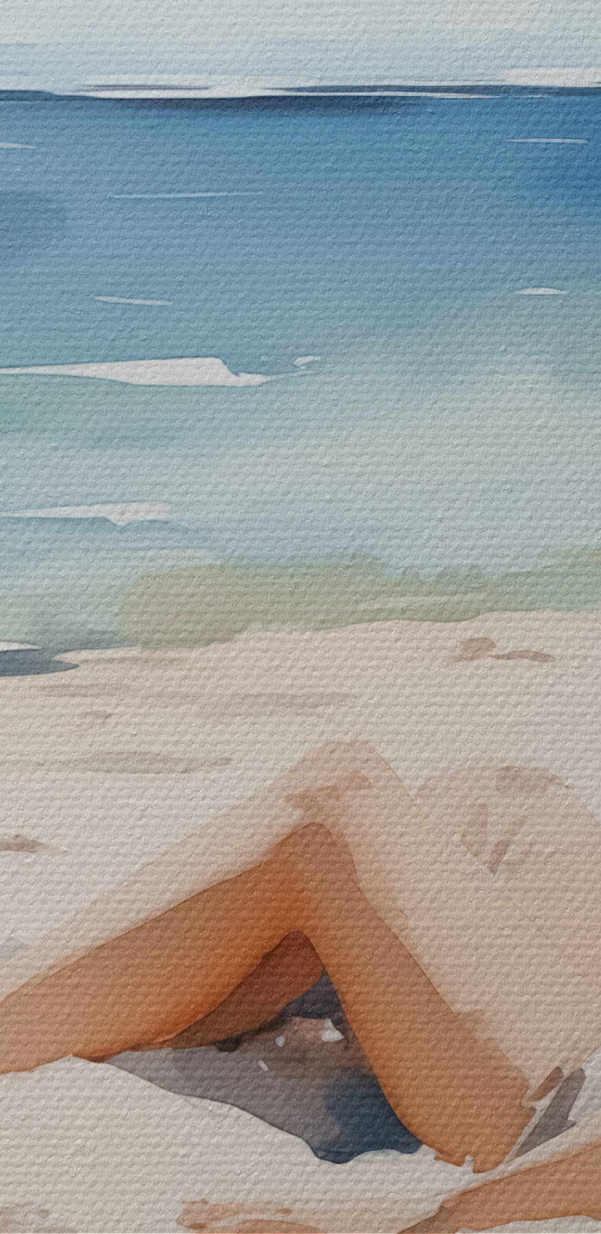 Vrouw zittend in een stoel op een strand