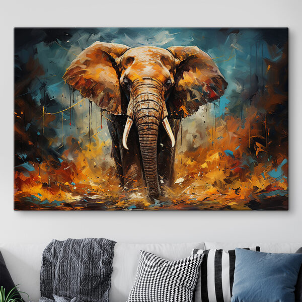 Een olifant met slagtanden en vuil Een olifant met slagtanden en vuil