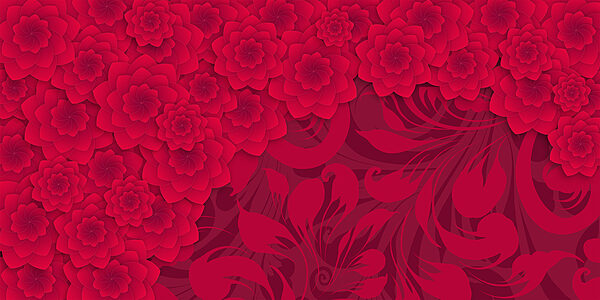 Rood bloempatroon op een rode achtergrond Rood bloempatroon op een rode achtergrond
