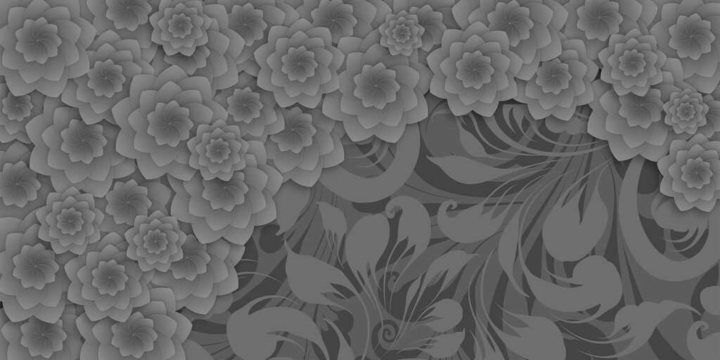 Grijs en wit bloemmotief Grijs en wit bloemmotief