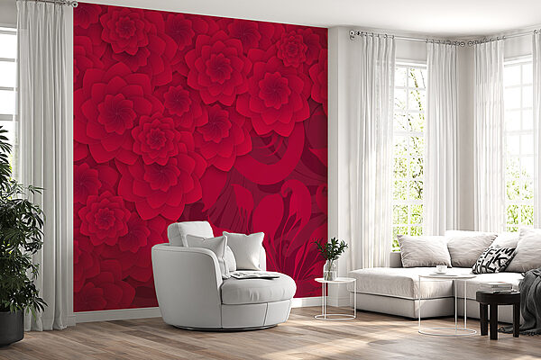 Rood bloempatroon op een rode achtergrond Rood bloempatroon op een rode achtergrond