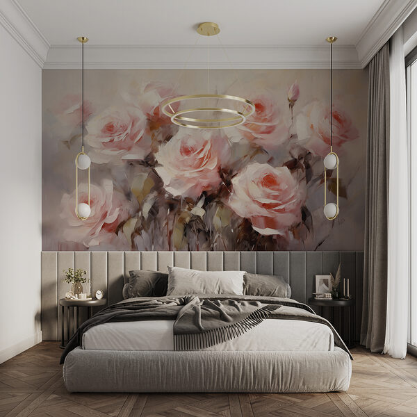 Schilderij van roze rozen Schilderij van roze rozen