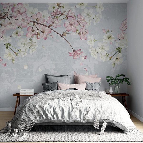 Tak met witte en roze bloemen Tak met witte en roze bloemen