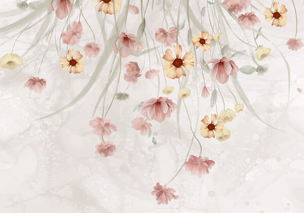 Schilderij van bloemen op een witte achtergrond Schilderij van bloemen op een witte achtergrond