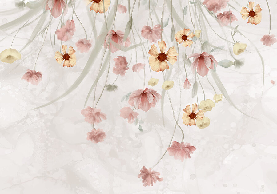 Schilderij van bloemen op een witte achtergrond