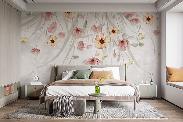 Schilderij van bloemen op een witte achtergrond Schilderij van bloemen op een witte achtergrond