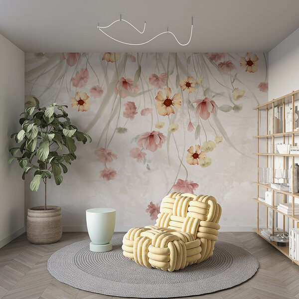 Schilderij van bloemen op een witte achtergrond Schilderij van bloemen op een witte achtergrond