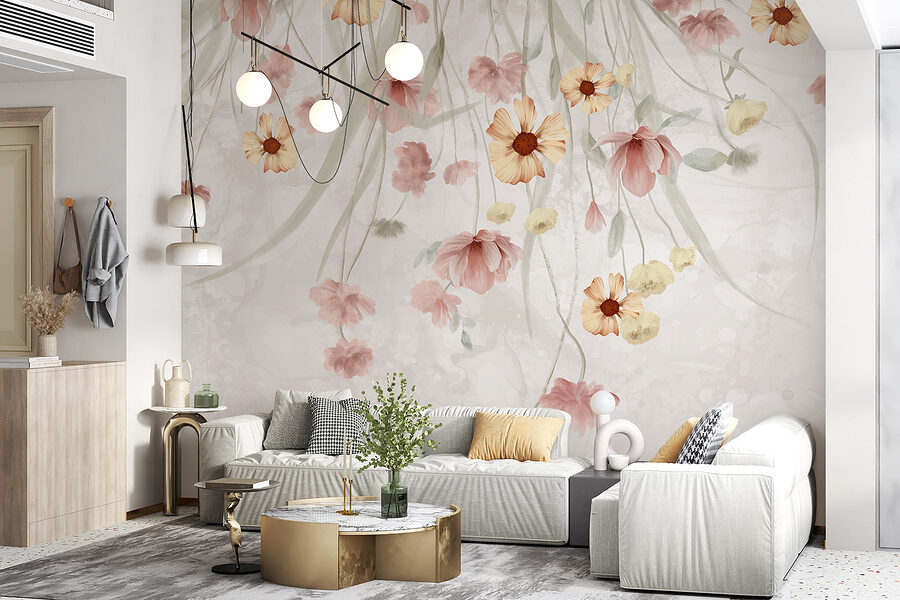 Schilderij van bloemen op een witte achtergrond