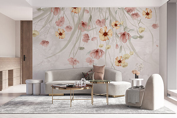 Schilderij van bloemen op een witte achtergrond Schilderij van bloemen op een witte achtergrond