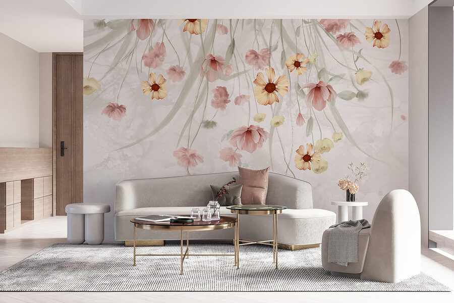 Schilderij van bloemen op een witte achtergrond