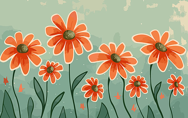 Groep oranje bloemen Groep oranje bloemen