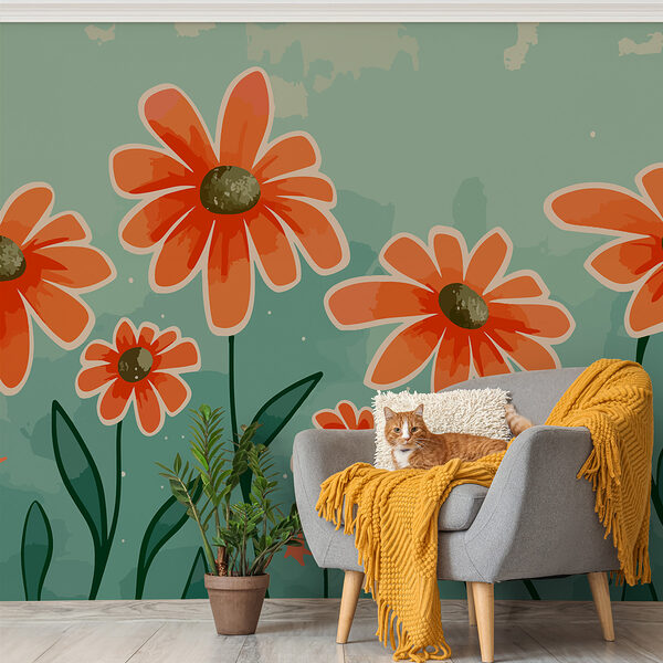 Groep oranje bloemen Groep oranje bloemen