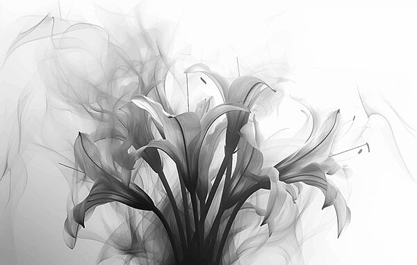 Zwart-wit afbeelding van bloemen Zwart-wit afbeelding van bloemen