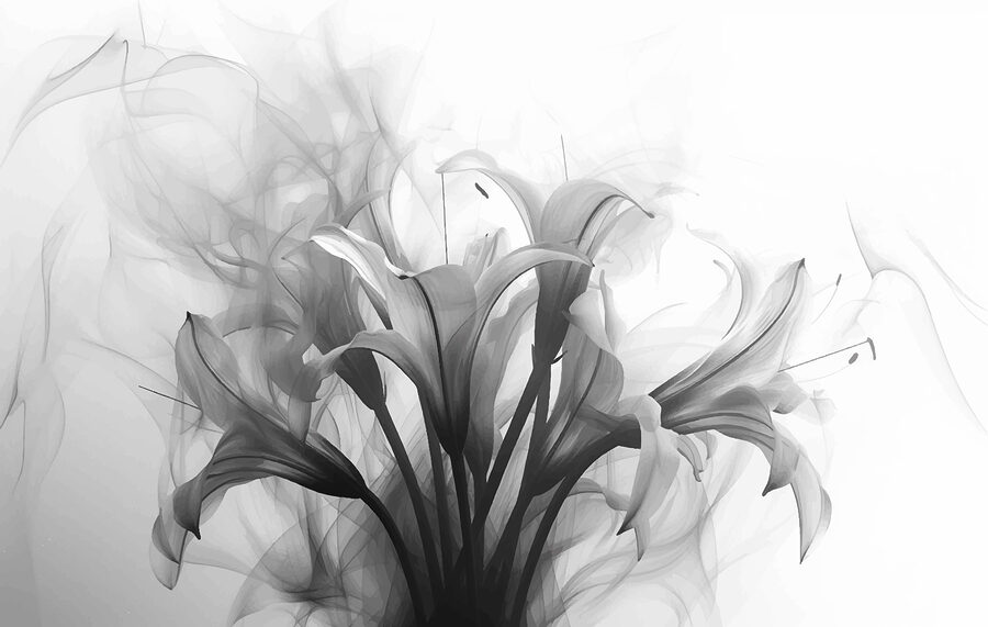 Zwart-wit afbeelding van bloemen