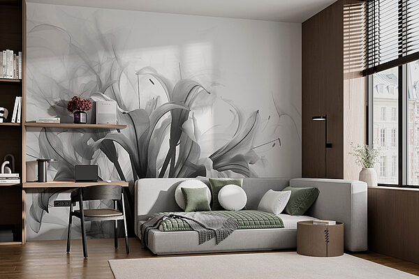 Zwart-wit afbeelding van bloemen Zwart-wit afbeelding van bloemen