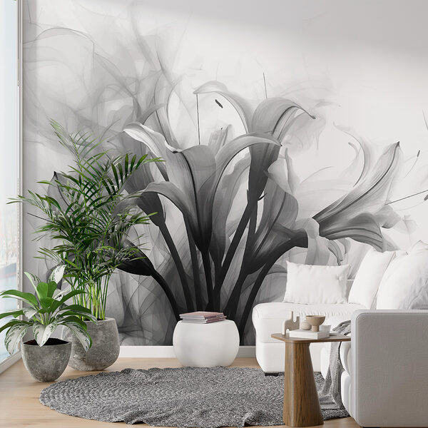 Zwart-wit afbeelding van bloemen Zwart-wit afbeelding van bloemen