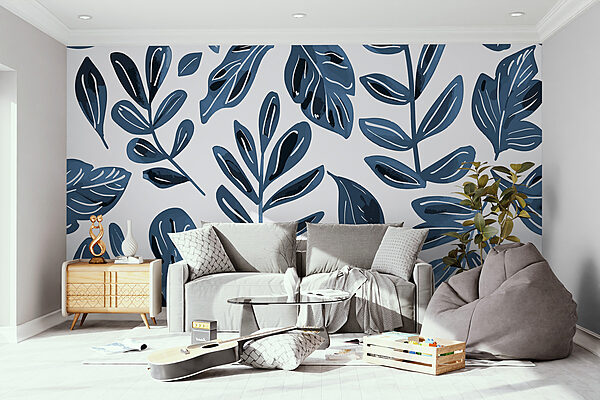 Patroon van blauwe bladeren Patroon van blauwe bladeren