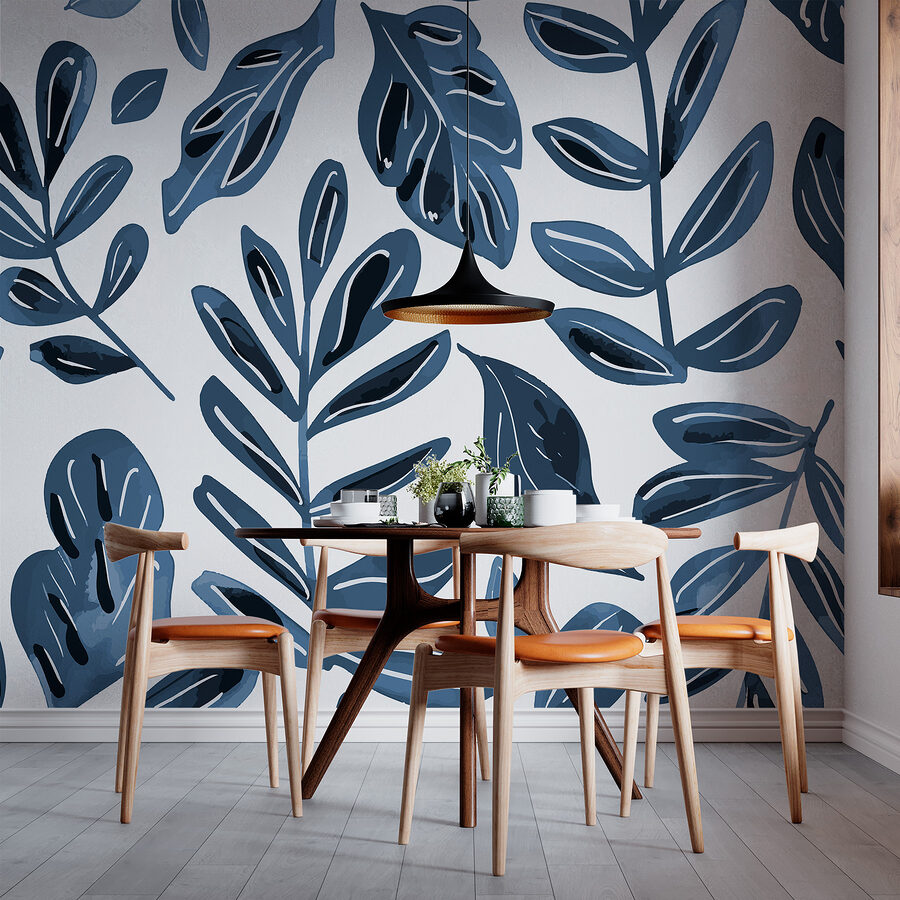 Patroon van blauwe bladeren