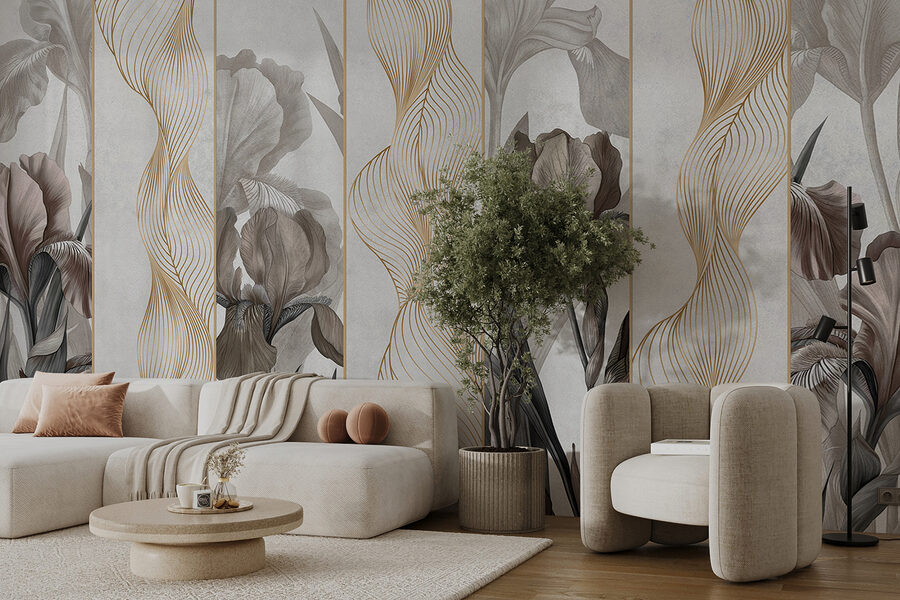 Elegant golven- en bloemmotief Elegant golven- en bloemmotief