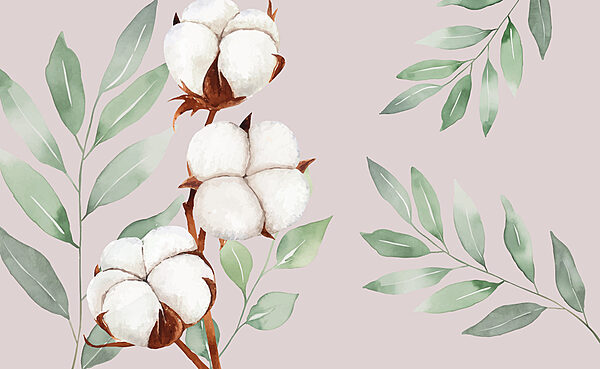 Katoenen bloemen en bladeren Katoenen bloemen en bladeren