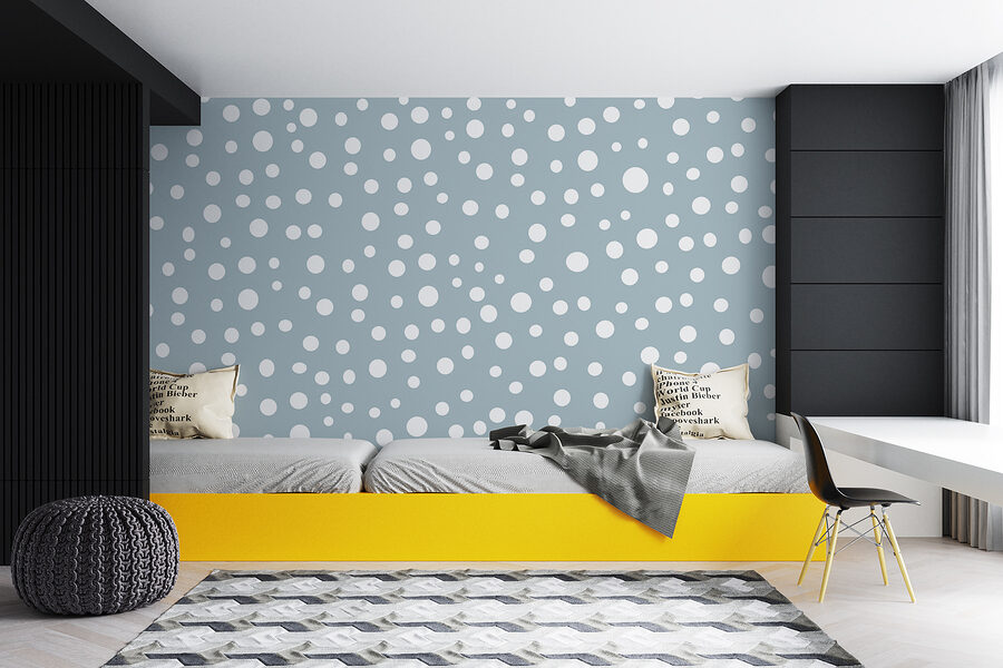 Blauw en wit stippenpatroon