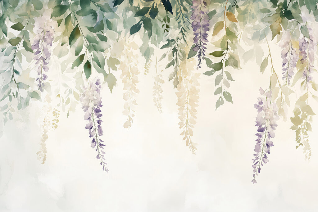 Schilderij van bloemen en bladeren Schilderij van bloemen en bladeren