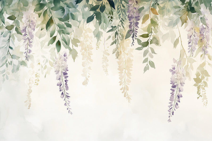 Schilderij van bloemen en bladeren Schilderij van bloemen en bladeren