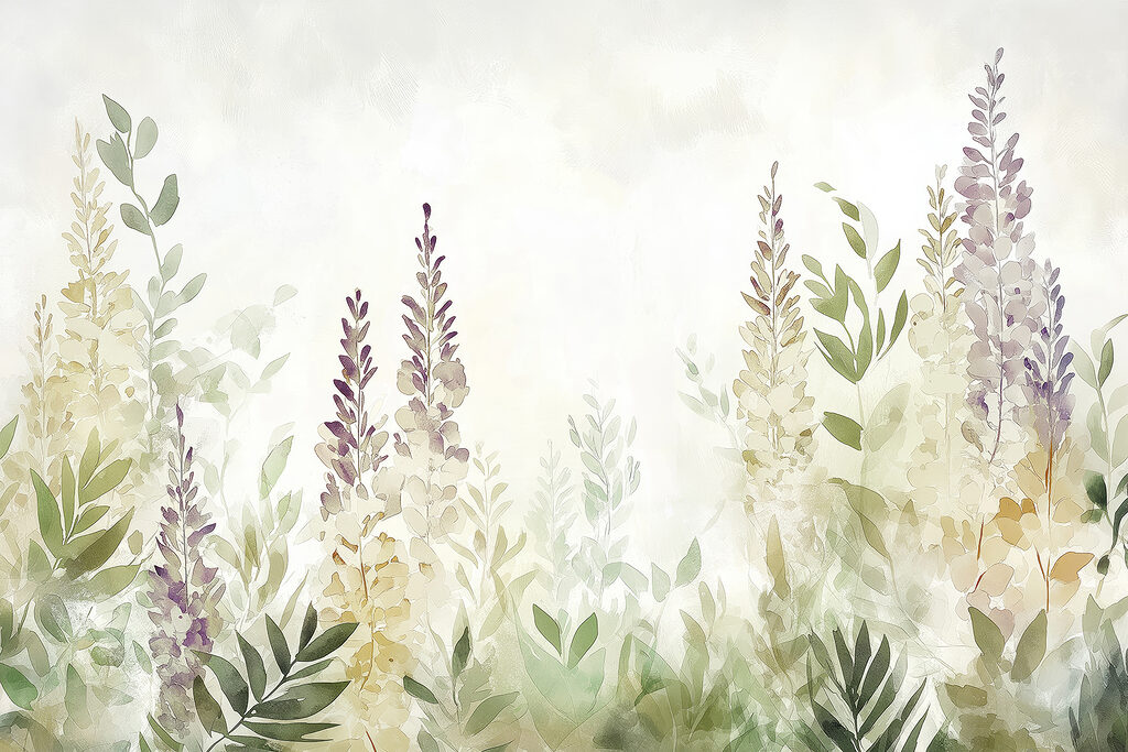 Schilderij van bloemen en bladeren Schilderij van bloemen en bladeren