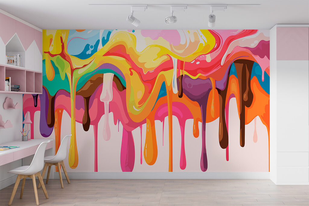 Colorful paint dripping down Colorful paint dripping down