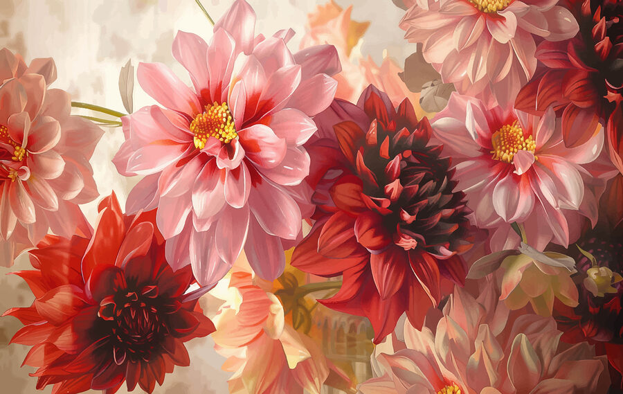Groep bloemen met een wazige achtergrond