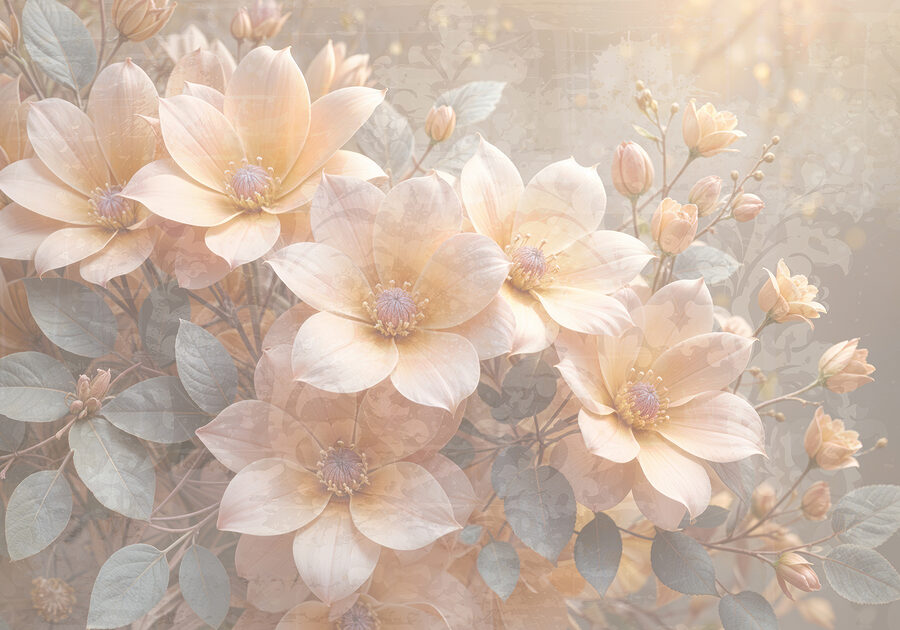 Groep bloemen met bladeren