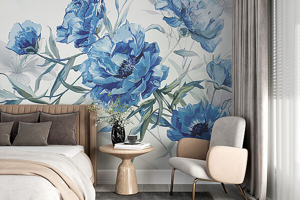 Blauwe bloemen op een witte achtergrond Blauwe bloemen op een witte achtergrond