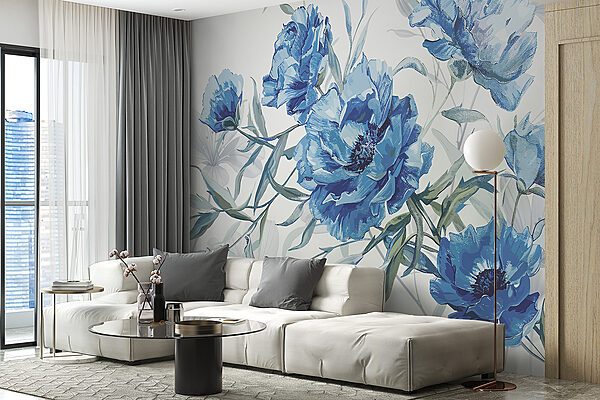 Blauwe bloemen op een witte achtergrond Blauwe bloemen op een witte achtergrond